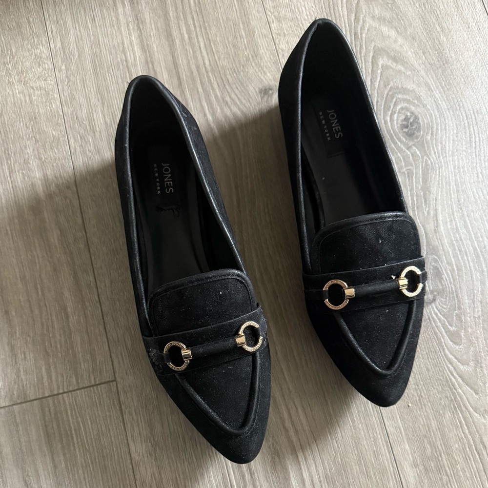 Jones NY Black Leather Horse Bit loafers CBK inspired